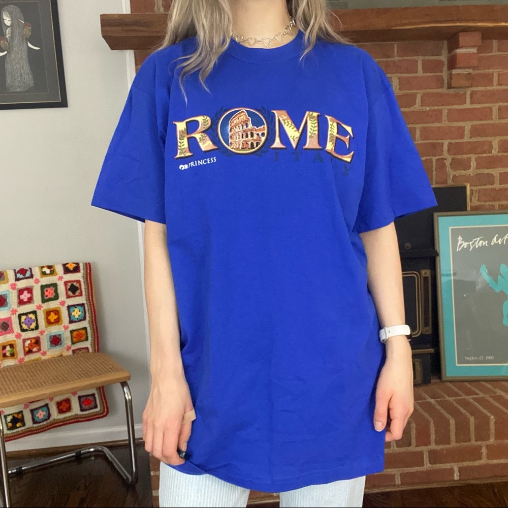 Vintage Y2K Deadstock Rome Italy Princess Cruises Travel Oversized Graph… - Picture 2 of 13